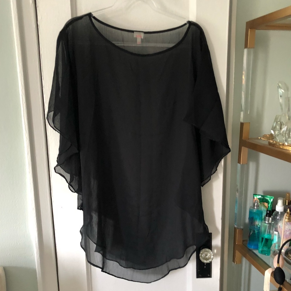 Echo black cover-up sheer black top
